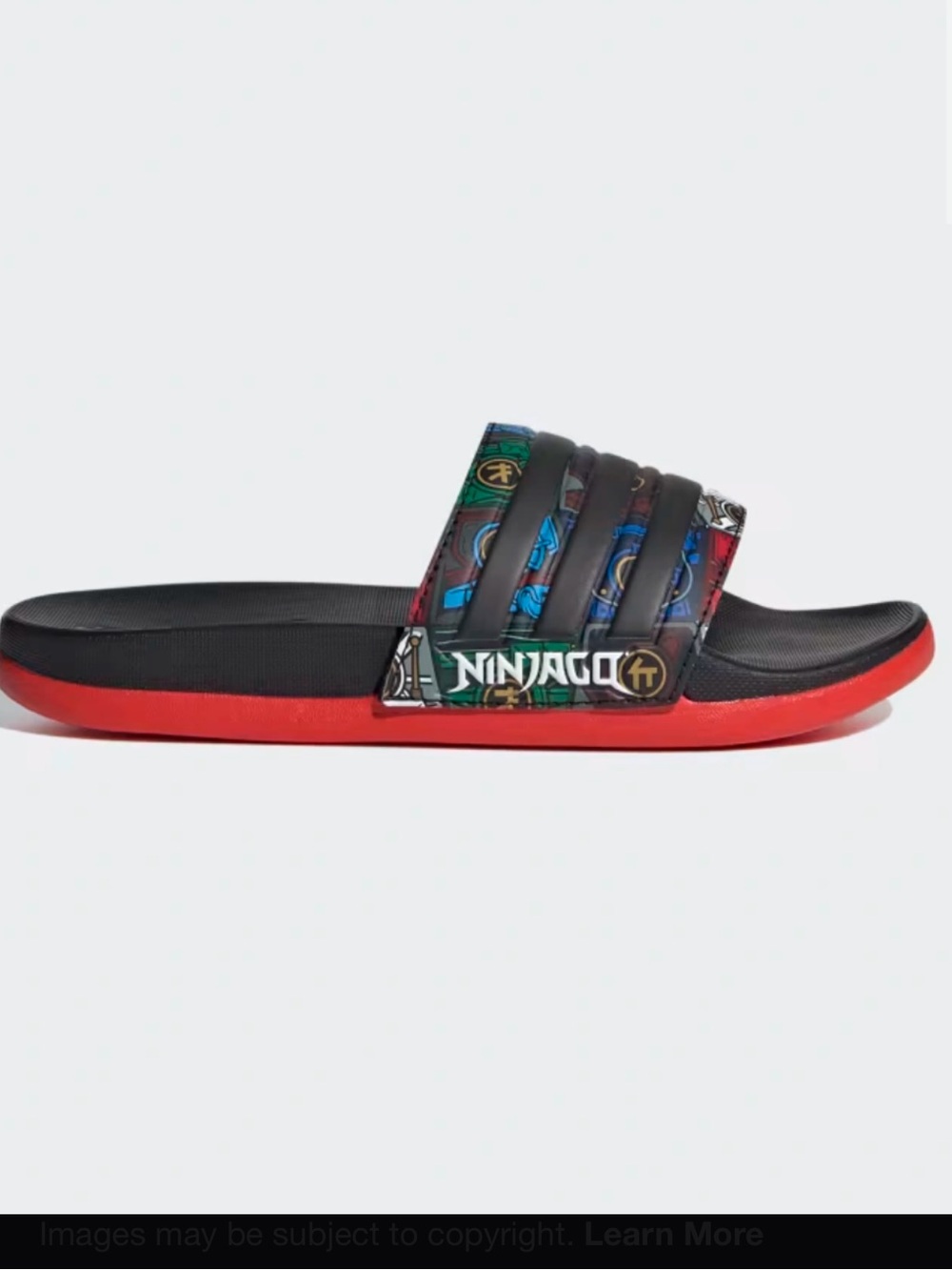 Lego Ninjago Adidas Adilette Comfort K Slides - Black and Red - size 6